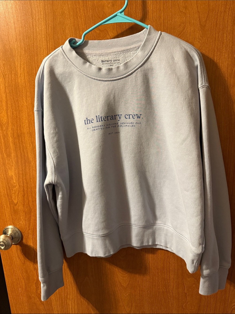 The Literary Crew Relaxed Crewneck Sweatshirt - Light Blue